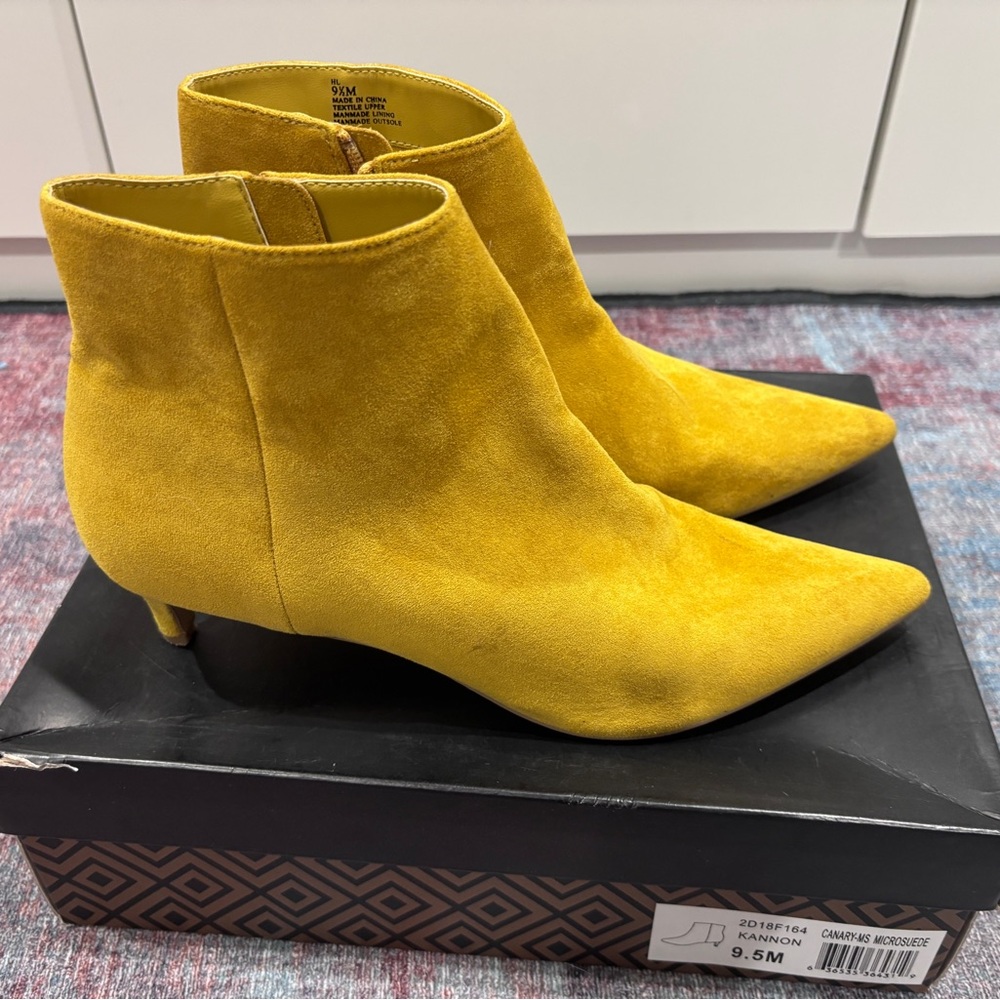 Kitten Heel Yellow Ankle Boots